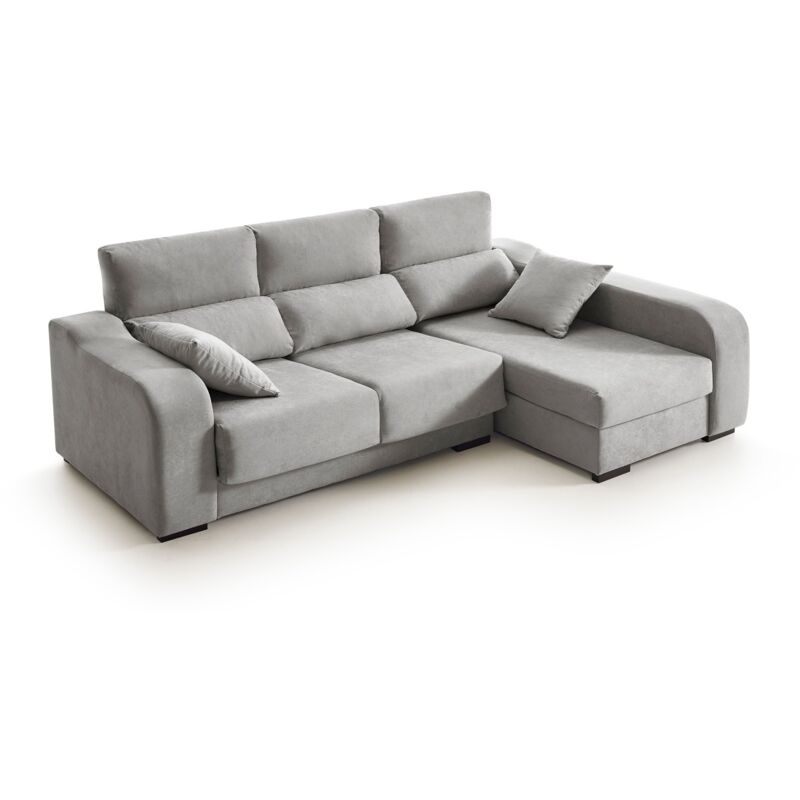 

Sofá Chaiselongue Zafiro 3 Plazas Tela Antimanchas Derecha Color Gris