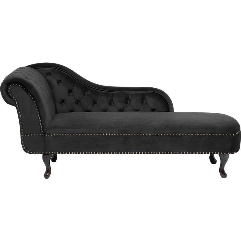 

Chaise longue de terciopelo negro izquierdo NIMES