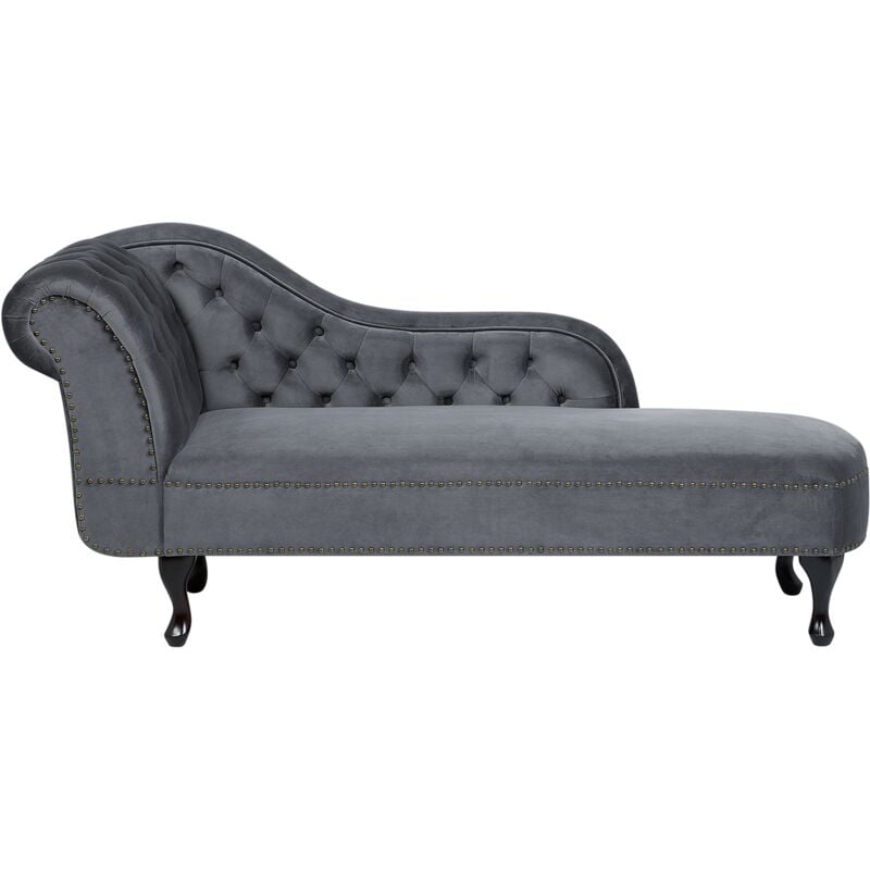 

Chaise longue de terciopelo gris izquierdo NIMES