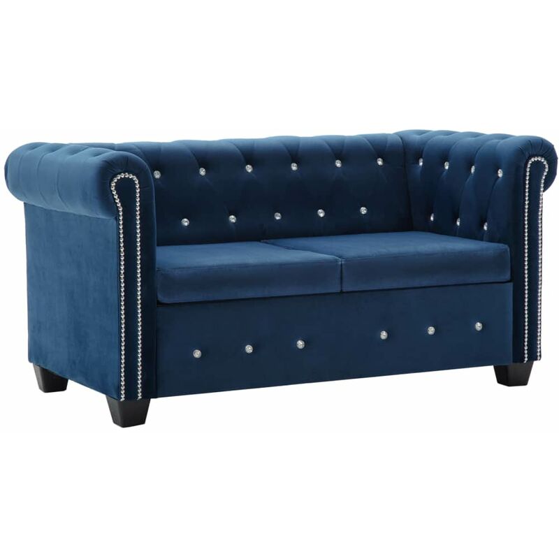 

Sofá chesterfield de 2 plazas de terciopelo 146x75x72 cm azul