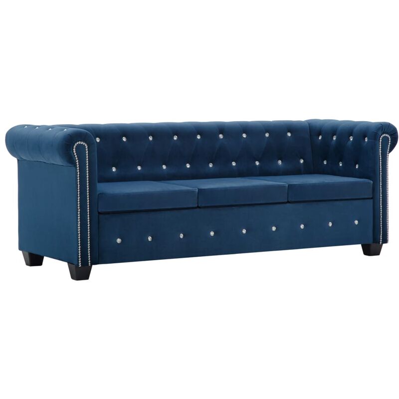 

Sofá Chesterfield de 3 Plazas de Terciopelo 199x75x72 cm Azul - Azul - Vidaxl
