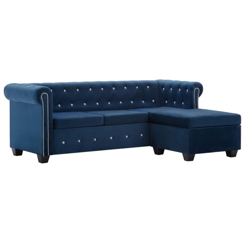 

Sofá Chesterfield Forma de L de Terciopelo 199x142x72 cm Azul - Azul - Vidaxl