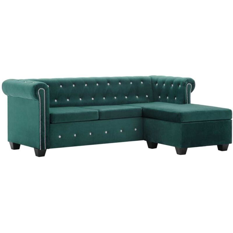 

Sofá Chesterfield Forma de L de Terciopelo 199x142x72 cm Verde - Verde - Vidaxl