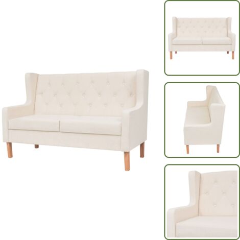 Sofá cómodo - vidaXL Sofá de 2 plazas tela blanco crema - Sofá de madera