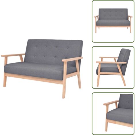 Sofá cómodo - vidaXL Sofá de 2 plazas tela gris oscura - Sofá de madera