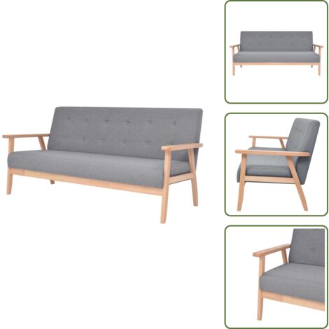 Sofá cómodo - vidaXL Sofá de 3 plazas de tela gris claro - Sofá de madera