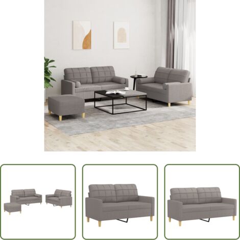 Sofá con almohadas -  Juego de sofás con cojines 3 piezas tela gris taupe