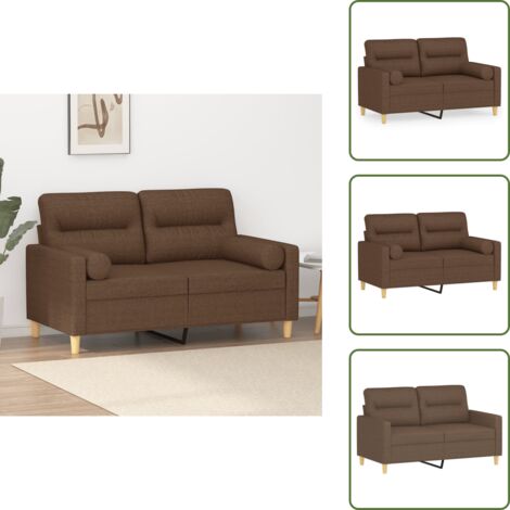 Sofá con almohadas - vidaXL Sofá de 2 plazas con cojines tela marrón 120 cm - Sofá moderno