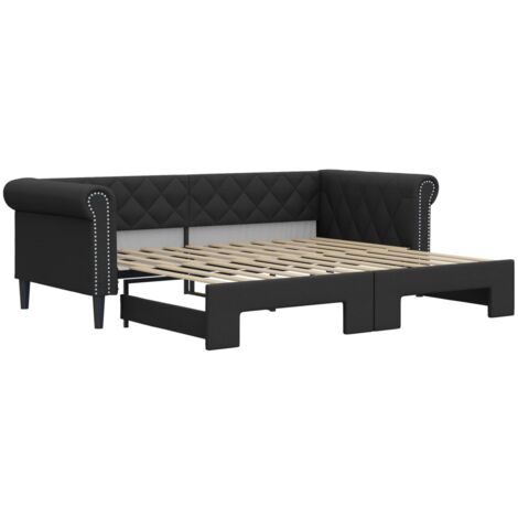 Sofá con cama nido cuero sintético negro 90x200 cm vidaXL