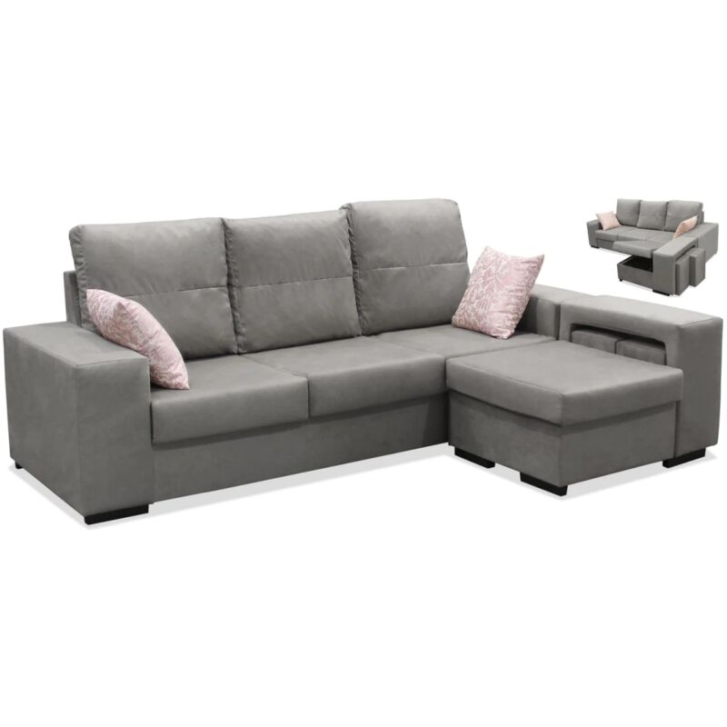 

Sofa con chaiselongue reversible Bea dos colores a elegir 230 cm(ancho) 95 cm(altura) 150 cm(fondo).. Color BEIGE