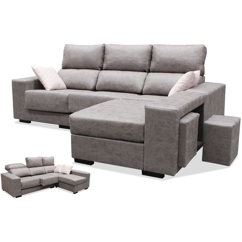 

Sofa con chaiselongue reversible Delia tapizado gris 260 cm(ancho) 102 cm(altura) 172 cm(fondo)..