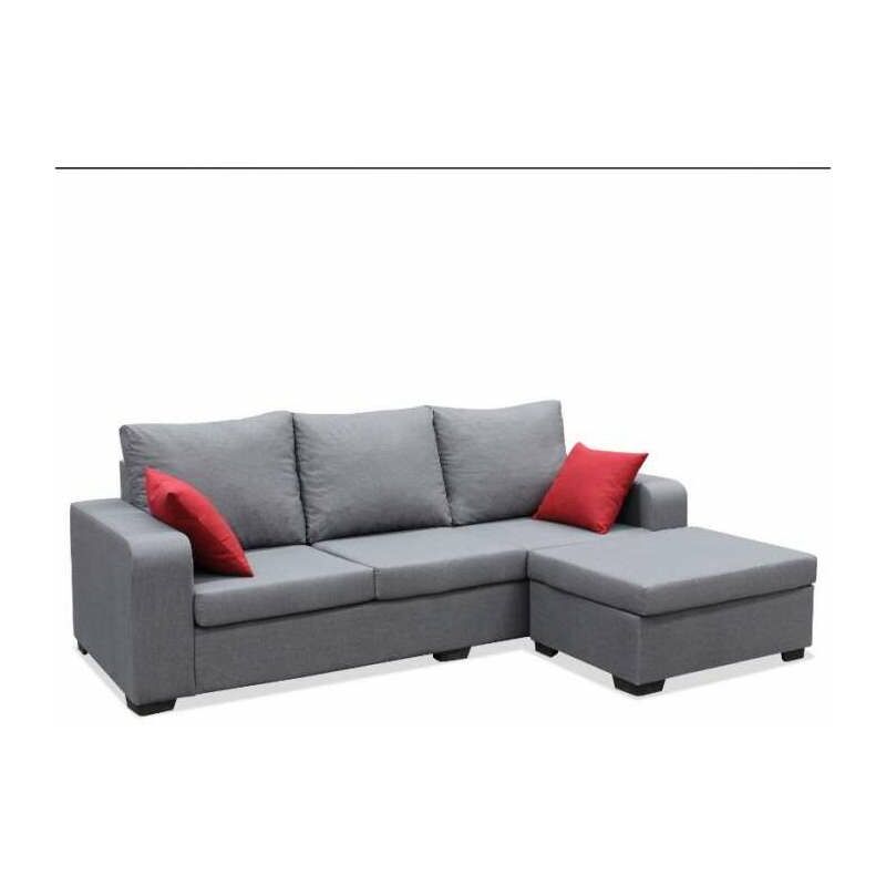 

Sofa con chaiselongue reverisble Tokio tapizado gris 220 cm(ancho) 85 cm(altura) 146 cm(fondo)..