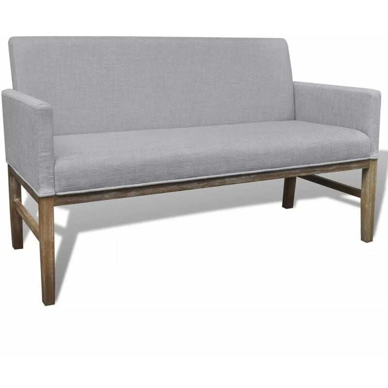 

Sofa con cojin acolchado de tela y madera de caucho gris claro