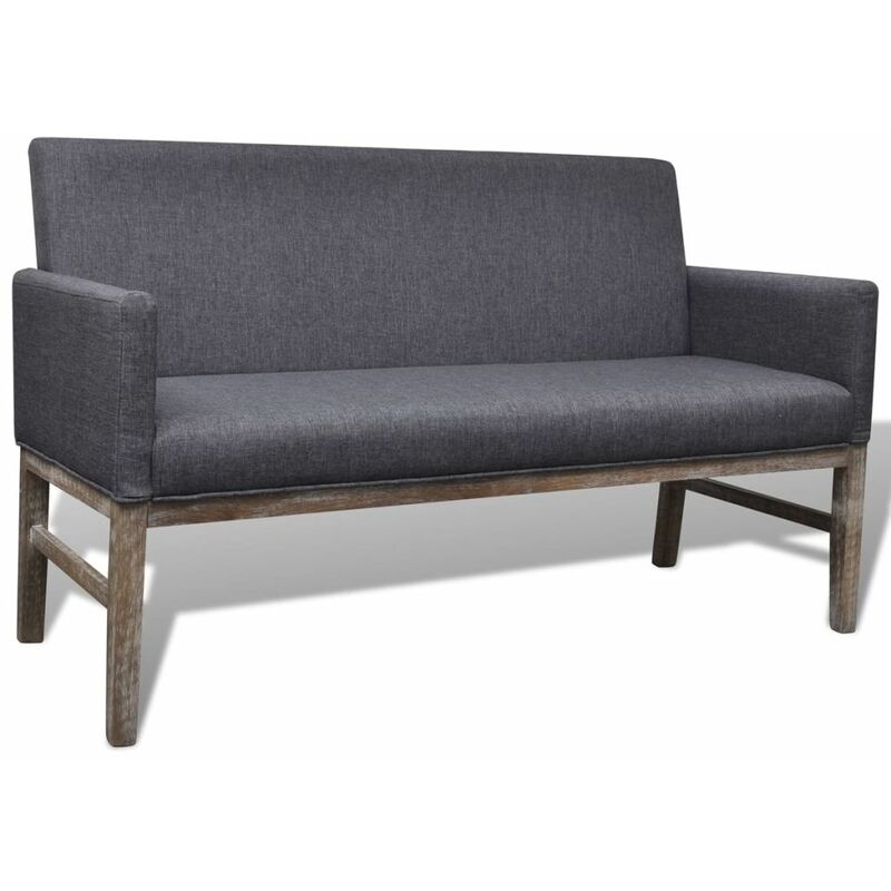 

Sofá con cojín acolchado de tela y madera de caucho gris oscuro