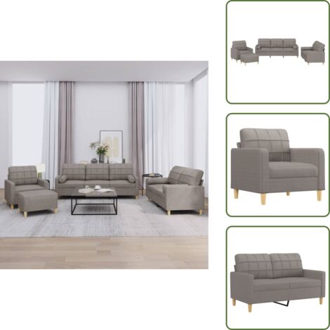 Sofá con cojines - vidaXL Juego de sofás con cojines 4 piezas tela gris taupe - Sofá de 2 plazas