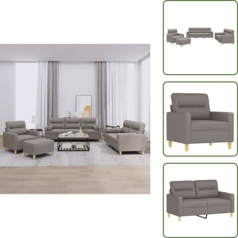 Sofá con cojines - vidaXL Juego de sofás con cojines 4 piezas tela gris taupe - Sofá de 2 plazas