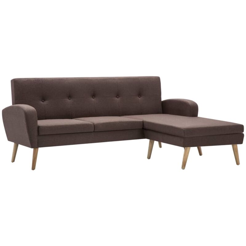 

vidaXL Sofá con Forma de L Tapizado de Tela 186x136x79 cm Marrón - Marrón