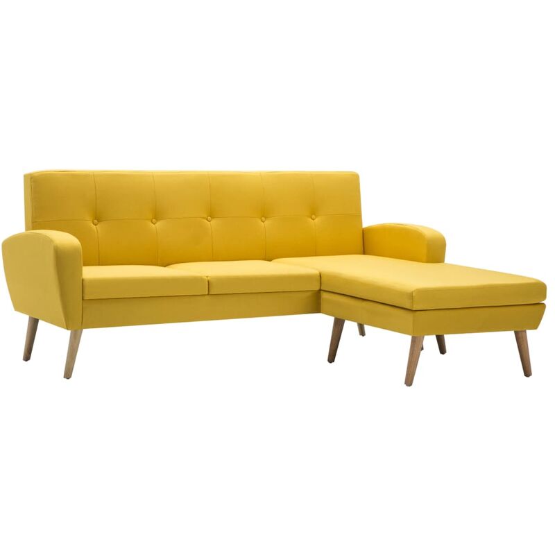 

vidaXL Sofá con Forma de L Tapizado de Tela 186x136x79 cm Amarillo - Amarillo
