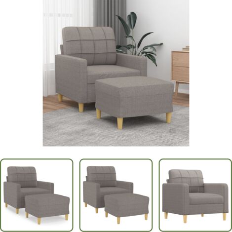 Sofá con reposapiés -  Sillón con taburete tela gris taupe 60 cm