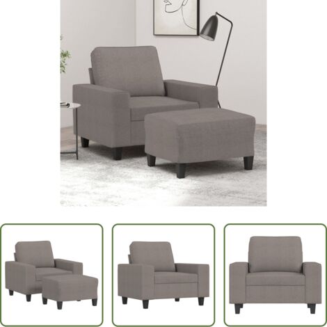 Sofá con reposapiés -  Sillón con taburete tela gris taupe 60 cm