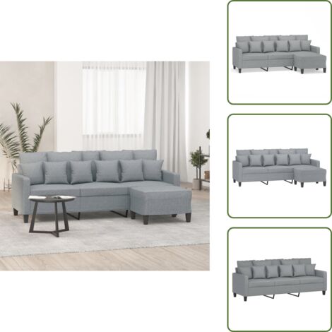 Sofá con reposapiés - vidaXL Sofá de 3 plazas con taburete de tela gris claro 180 cm - Sofá moderno