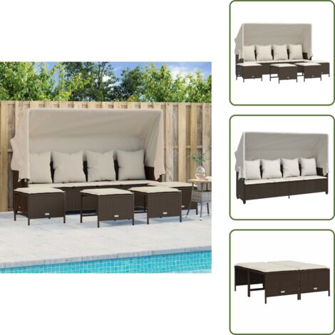 Sofá con toldo - vidaXL Set comedor de jardín 5 piezas y cojines ratán sintético marrón - Cojín sintético