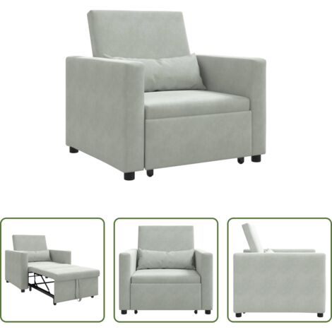 Sofá convertible -  Cama Sofá Desplegable Individual Gris claro 90 x 165 x 87 cm