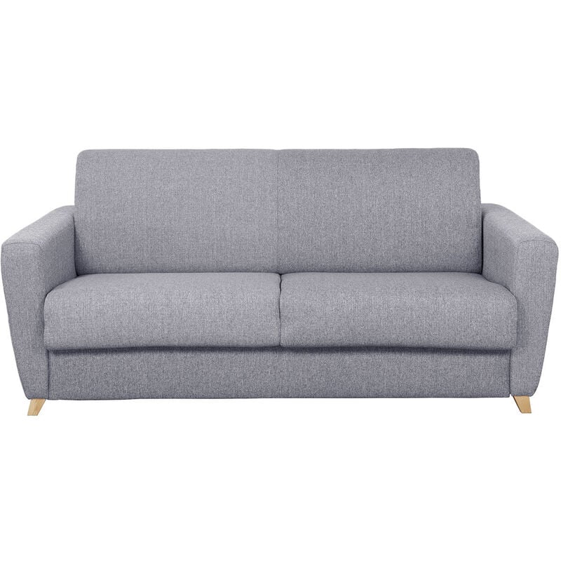 

Sofá convertible nórdico gris claro y madera GRAHAM