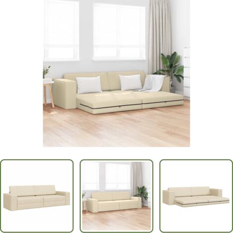 Sofá convertible -  Sofá cama 200cm Crema tela