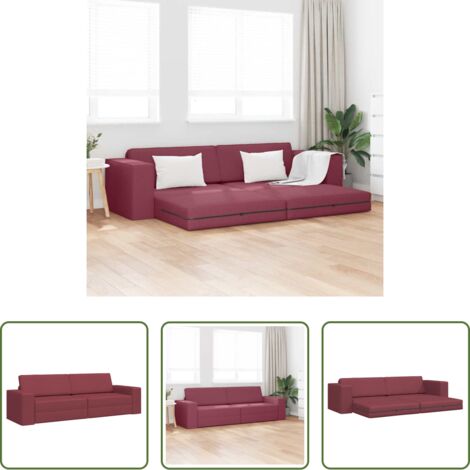 Sofá convertible -  Sofá cama 200cm Rojo vino tela