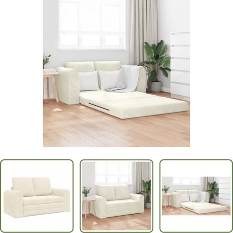 Sofá convertible -  Sofá cama 60cm Crema Terciopelo