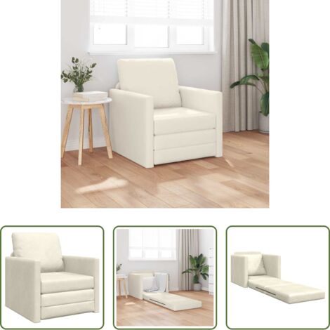 Sofá convertible -  Sofá cama 60cm Crema Terciopelo