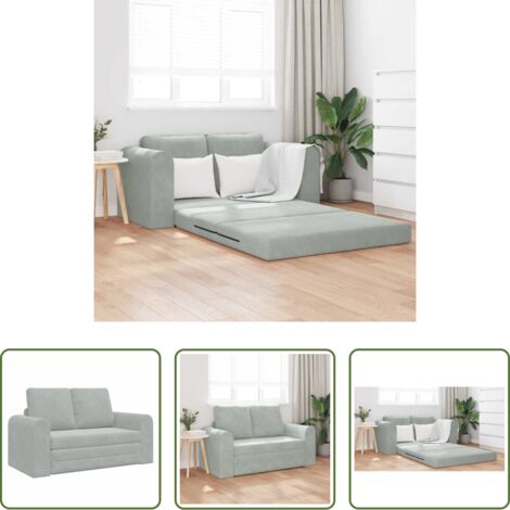 Sofá convertible -  Sofá cama 60cm Gris Claro Terciopelo