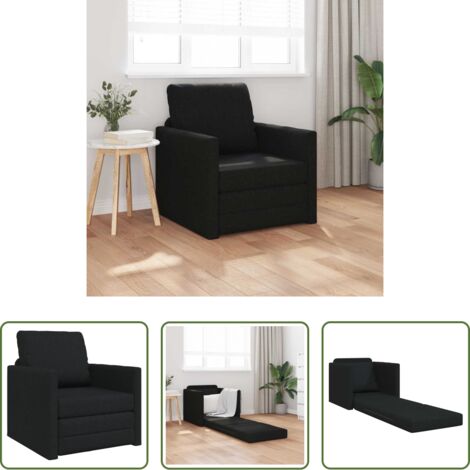 Sofá convertible -  Sofá cama 60cm Negro tela
