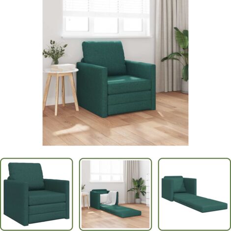 Sofá convertible -  Sofá cama 60cm Verde oscuro tela