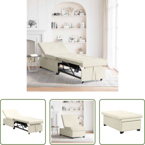 Sofá convertible -  Sofá cama Crema 194 x 67 x 82 cm Terciopelo