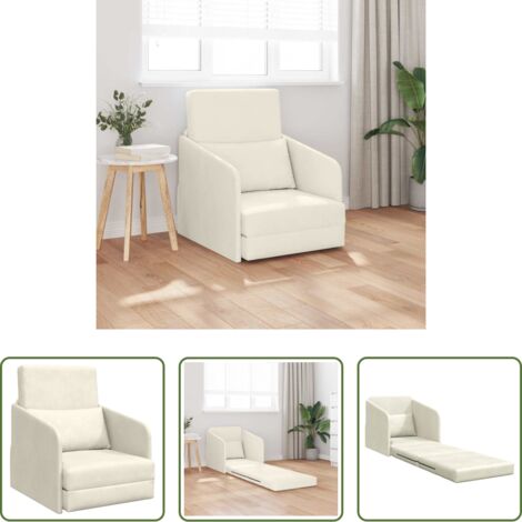 Sofá convertible -  Sofá cama Crema 65 x 80 x 83 cm Terciopelo