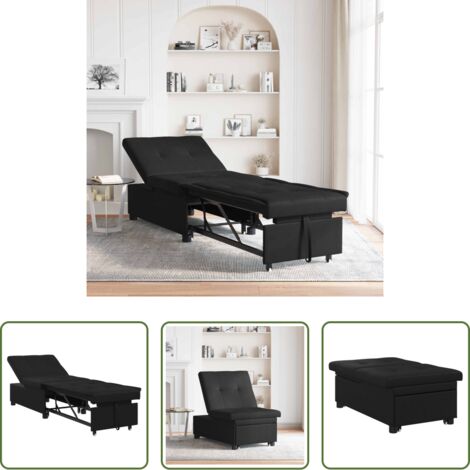 Sofá convertible -  Sofá cama desplegable Negro 194 x 67 x 82 cm Microfibra
