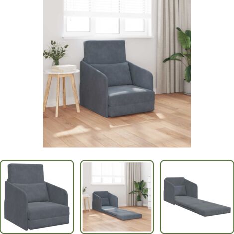 Sofá convertible -  Sofá cama Gris oscuro 65 x 80 x 83 cm Terciopelo