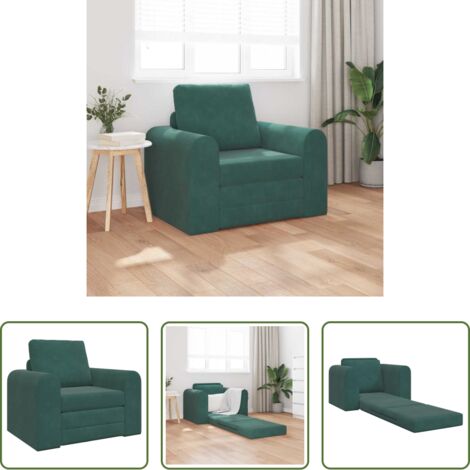 Sofá convertible -  Sofá cama Verde oscuro 98 x 71 x 83 cm Terciopelo