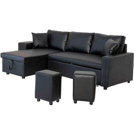 Sofá convertible TONY 3 plazas negro