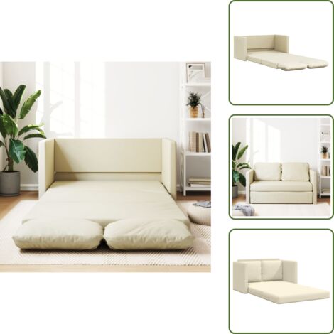 Sofá convertible - vidaXL Sofá cama de suelo 2 en 1 cuero sintético crema 112x174x55 cm - Sofá de 2 en 1