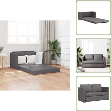 Sofá convertible - vidaXL Sofá cama de suelo 2 en 1 cuero sintético gris 112x174x55 cm - Sofá de 2 en 1