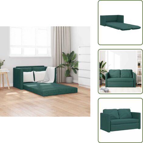 Sofá convertible - vidaXL Sofá cama de suelo 2 en 1 tela verde oscuro 112x174x55 cm - Sofá 2 en 1