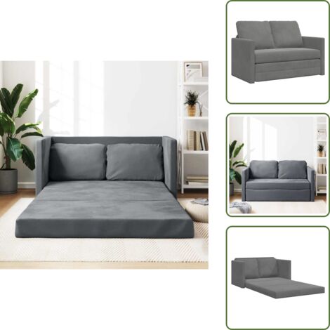 Sofá convertible - vidaXL Sofá cama de suelo 2 en 1 terciopelo gris oscuro 122x204x55 cm - Sofá 2 en 1