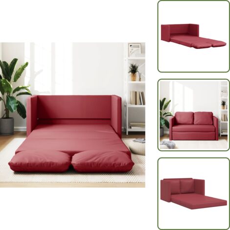 Sofá convertible - vidaXL Sofá cama suelo 2 en 1 cuero sintético rojo tinto 112x174x55 cm - Sofá de dos usos
