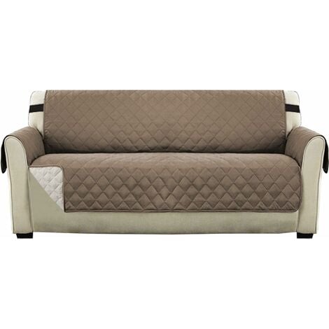 Sofa Cover Reversible Couch Sofa Slipcover for Extra Large Sofa, Quilted Slipcover with 2 Inch Strap, Sitting Width up to 78 Inch, Machine Washable (Oversized Sofa, Taupe)