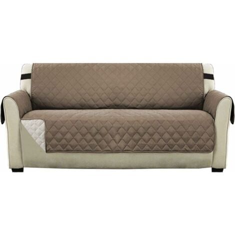 Sofa Covers Reversible Quilted Furniture Protector Cover, Sofa Covers for 3 Seater Couch with 2" Elastic Strap,  Couch Cover 3 Seater Machine Washable (Taupe)