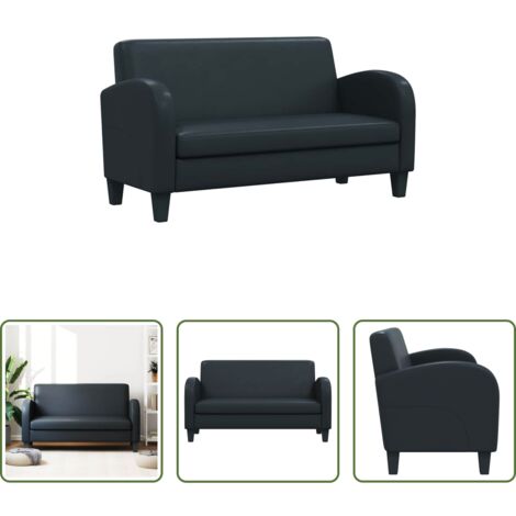 Sofá cuero sintético -  Sofá 2 plazas cuero artificial negro
