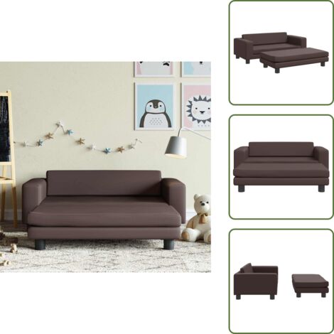 Sofá cuero sintético - vidaXL Sofá para niños y reposapiés cuero sintético marrón 100x50x30cm - Sofá para niños marrón